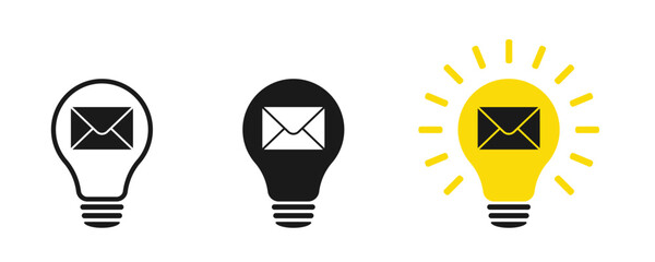 Poster - Set of light bulb icons with email, illustration
