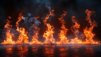 Wall Mural - Realistic fire flames collection