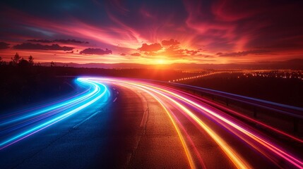 Leinwandbilder - Light trails with motion blur effect. Isolated on white background.