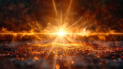 Poster - The modern image is transparent sunlight with transparent special lens flash effect. A front sun lens flash is blurred in the light of radiance. A decorative element.