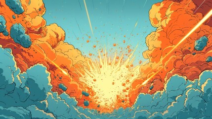 Canvas Print - Modern illustration of Cartoon strike, fight, attack, move, dust explosion in 2D VFX. Clipart element for games and print design.