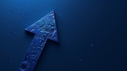 Wall Mural - 
Large arrow on deep blue background illustrating business growth, development progress, company stats, high results, investment growth