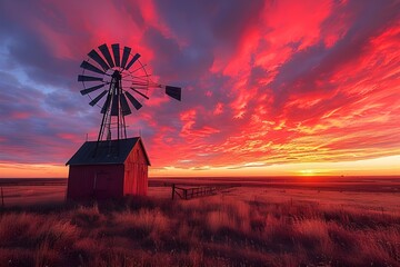 windmill in sunset