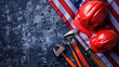 Spectacular Happy Labor day background with construction and manufacturing tools with patriotic USA