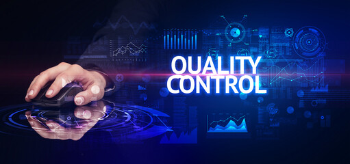 hand holding wireless peripheral, modern technology concept
