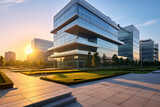 Fototapeta Miasto - Science and Technology Park Square and Office Building. AI technology generated image