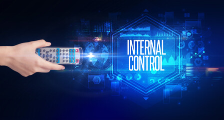 Aufkleber - hand holding wireless peripheral, cyber security concept