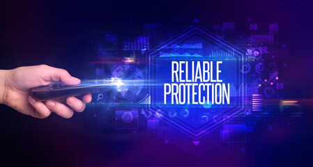 Aufkleber - hand holding wireless peripheral, cyber security concept