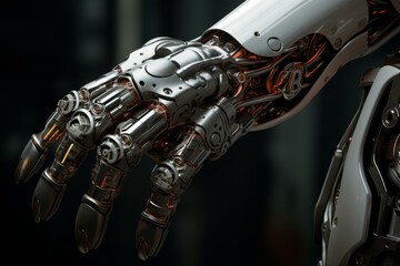 Poster - Precise Robot arm. Factory computer creation. Generate Ai