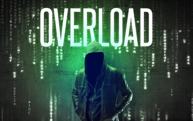 Fototapete - Faceless hacker with inscription