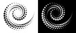 © Mykola Mazuryk - Modern abstract background. Halftone dots in spiral. Round logo, design element or icon. A black figure on a white background and an equally white figure on the black side.