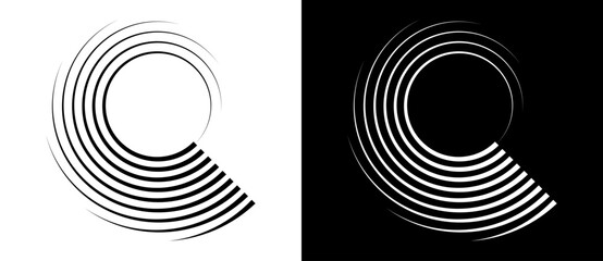 Poster - Abstract background with lines in circle. Art design spiral as logo or icon. A black figure on a white background and an equally white figure on the black side.