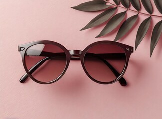 Canvas Print - Black sunglasses isolated on pink background/wallpaper. 3D Rendering Illustration Design. Summer creative concept.