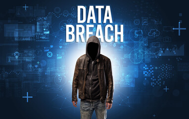 Poster - Faceless man with online security concept