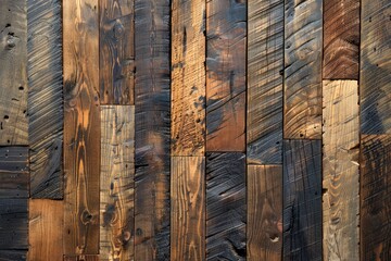 Wall Mural - Rustic Reclaimed Wood Planks Background with Natural Patterns and Textures