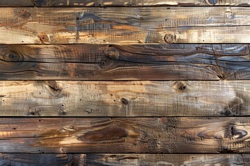 Wall Mural - Rustic Wooden Planks Background with Natural Patterns and Knots - Textured Surface for Rustic and Vintage Designs