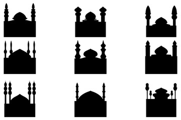 Simple mosque building icon set