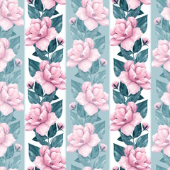Wall Mural - Seamless floral pattern. Delicate pink flowers background.