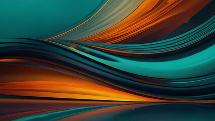 Aufkleber - green and orange abstract background. Colorful gradiant with smooth flat geometric shapes. Web banner. Digital graphic elements. High end 4K wallpaper. 3D render.