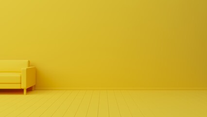 Poster - Yellow interior of living concept with wall and floor. Empty space for products presentation or text for advertising. 3d rendering