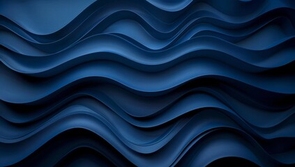 Poster - Abstract dark blue wallpaper with wavy lines for presentation, poster or banner template Generative AI