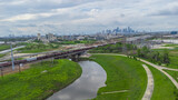 Fototapeta Do pokoju - Aerial Drone view of Downtown Houston city, Texas, USA - Skyline Cityscape view 