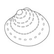 Seashell vector illustration. Black and white outline Seashell Coloring page for kids and adults. Page for relaxation and meditation. Vector illustration
