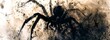 A large black spider is perched on the edge of a wall, its eight legs spread out. The spider appears alert, with its body slightly elevated off the surface of the wall.