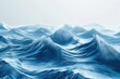 Minimalist 3D ocean waves, calming blue palette