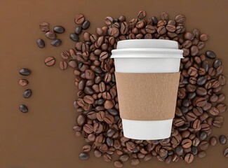 Canvas Print - Cardboard cup of coffee 3D rendering illustration design isolated