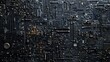 techno backgrounds - black oiled Bunch of screws on a dark grey cardboard