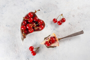 Canvas Print - Homemade cherry pound cake with fresh cherry berries.