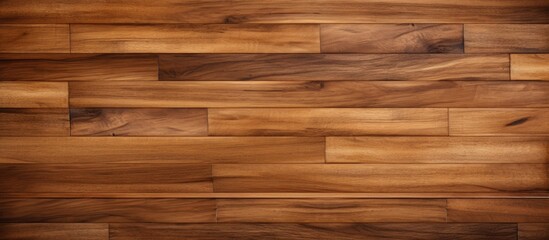 Poster - A closeup of a brown hardwood floor with a blurred background, showcasing the natural pattern and wood grain of the flooring material