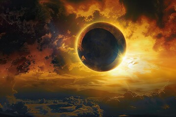 solar eclipse with beautiful sky