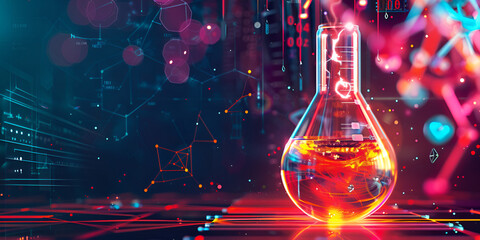 lots spots Chemistry science research lan background with a glass dark background