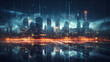 Modern city panorama abstract concept of internet