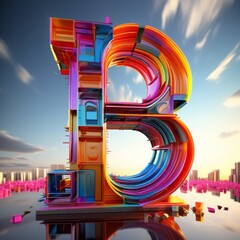 Wall Mural - 3d render of a letter b. 3d render of a letter b. number 3 5. 3d rendering