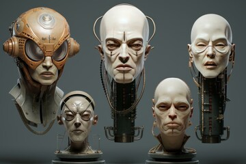 Poster - Futuristic Science fiction head. Artificial future head. Generate Ai