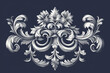 Vintage Baroque Victorian frame border floral ornament leaf scroll engraved retro flower pattern.