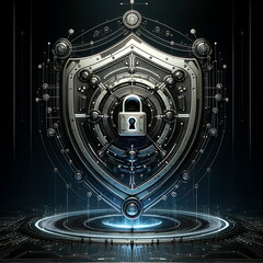 Wall Mural - Strongest Cybersecurity Shield, Advanced Encryption Protecting Digital Data