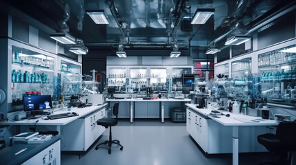 Wall Mural - modern science laboratory interior with research desks and analytic