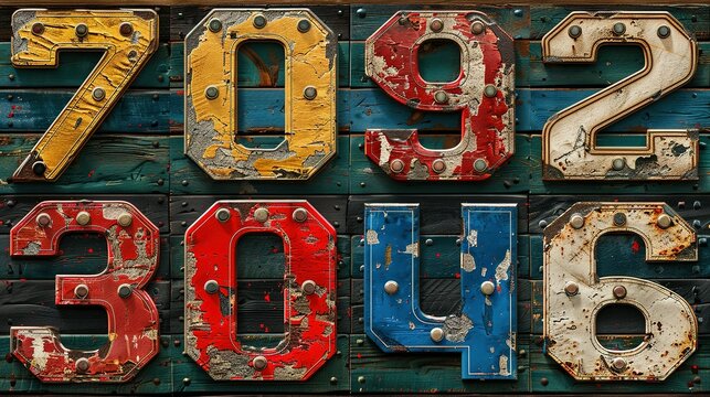 Varsity collegiate athletic sporting numbers vintage vector artwork for sport wear print and embroidery collection