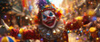 Joyful 3D cartoon Mardi Gras parade characters in costumes