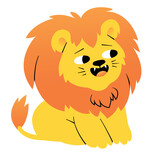 Fototapeta Dinusie - Roaring Baby Lion Character Illustration