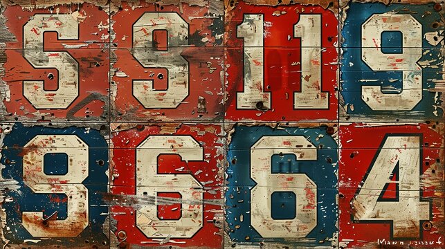 Varsity collegiate athletic sporting numbers vintage vector artwork for sport wear print and embroidery collection