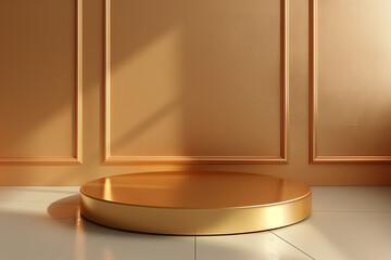 Gold blank background podium for cosmetics products