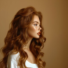  Beautiful young woman with long curly hair. Beauty, fashion.