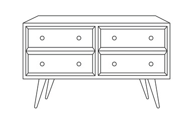 Wall Mural - Chest of drawers line art icon. Outline illustration of dresser. Modern commode, furniture in scandinavian style for home interior.  Flat vector illustration isolated on white background.