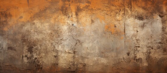 Wall Mural - A close up shot of a rusty brown wall with a blurred background, showcasing intricate tints and shades on a rectangular hardwood panel flooring, creating a dark and artistic pattern