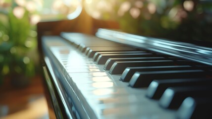 Close-up of piano keys showcasing musical detail and artistic depth